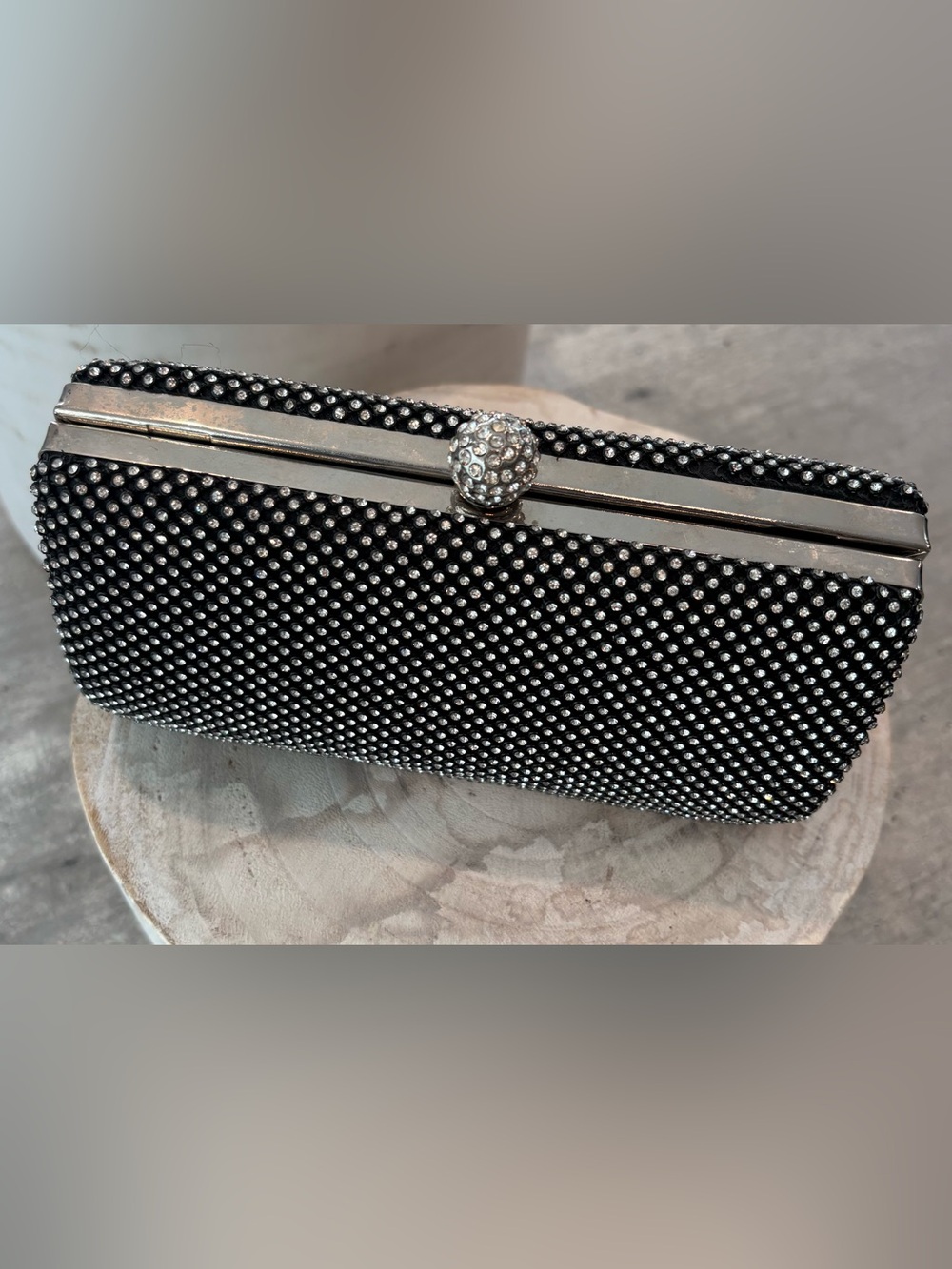 Elegant Black Crystal Evening Clutch